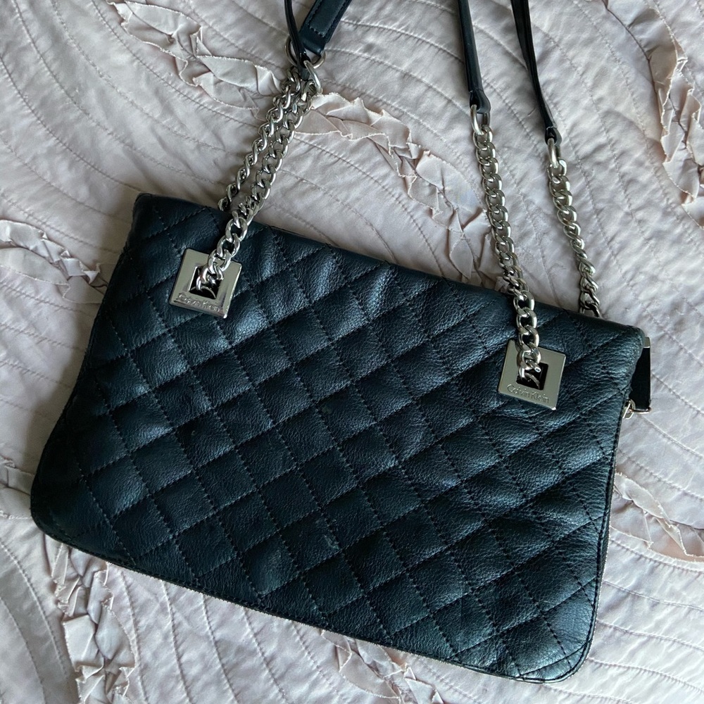 Calvin Klein Quilted Leather Shoulder Bag